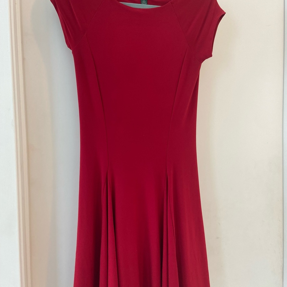 Red midi a-line dress